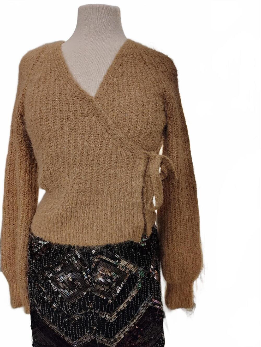 Express Women's XS Tan Mohair Blend Wrap Sweater